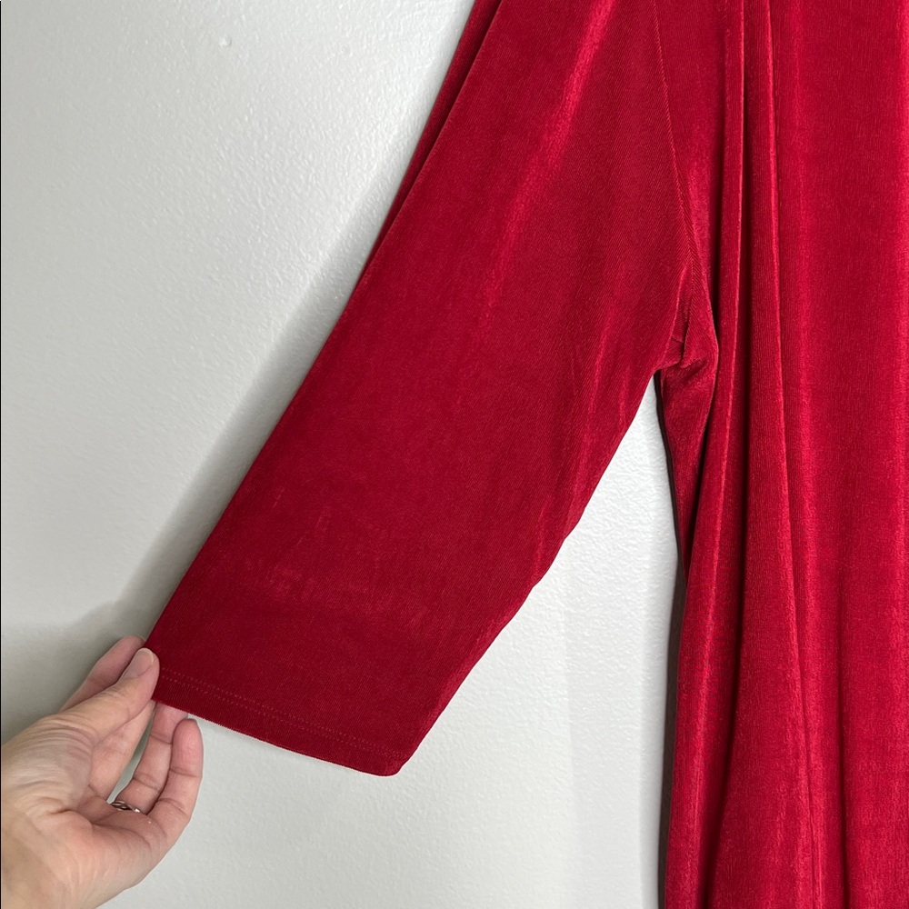 Chico's Travelers Red Open front Cardigan with Pockets size 2 - Picture 5 of 11